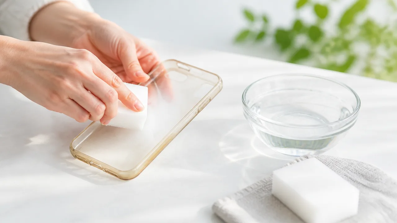 スマホケースの黄ばみは激落ちくんで落ちる?正しい使い方と注意点