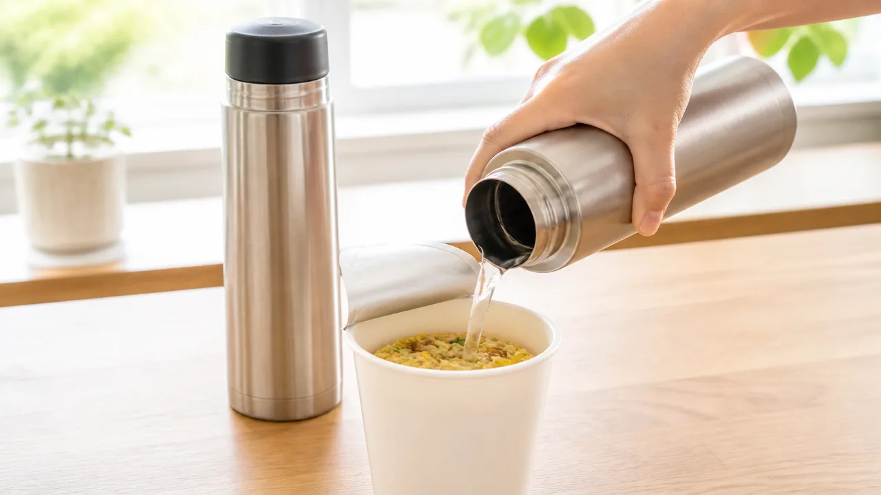 水筒のお湯でカップラーメンは作れる?適温と注意点を解説